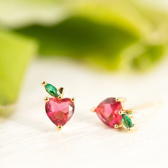 Dainty Apple Studs (S925) - Only 4 left! - Picture 2 of 10